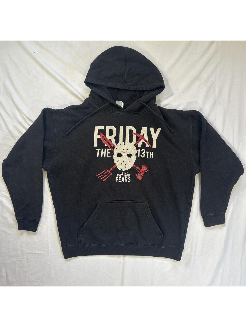 Friday The 13th Men's Black and Red Hoodie.